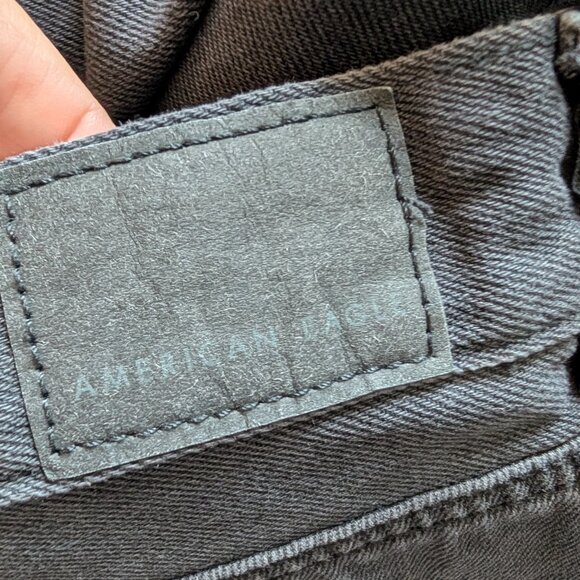 American Eagle Low Rise Skater Jeans Black Wide Leg Denim Size 8 Regular - Picture 11 of 12